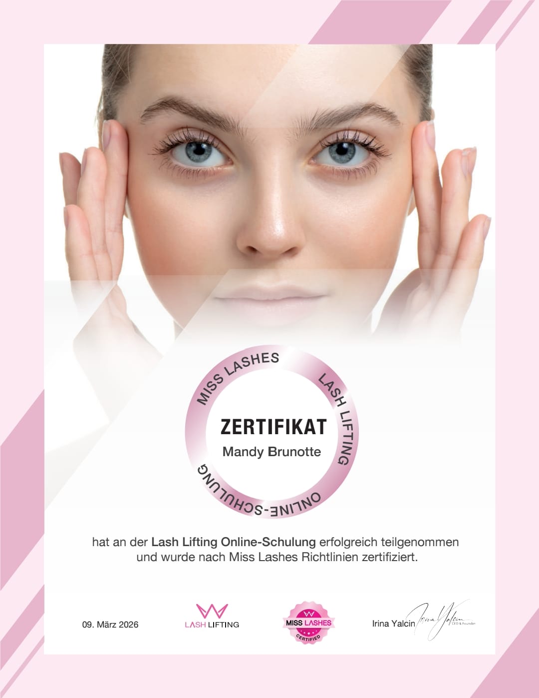 Zertifikat Lash Lifting Mandy Brunotte